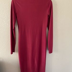 Burgundy Long Sleeve Midi Dress